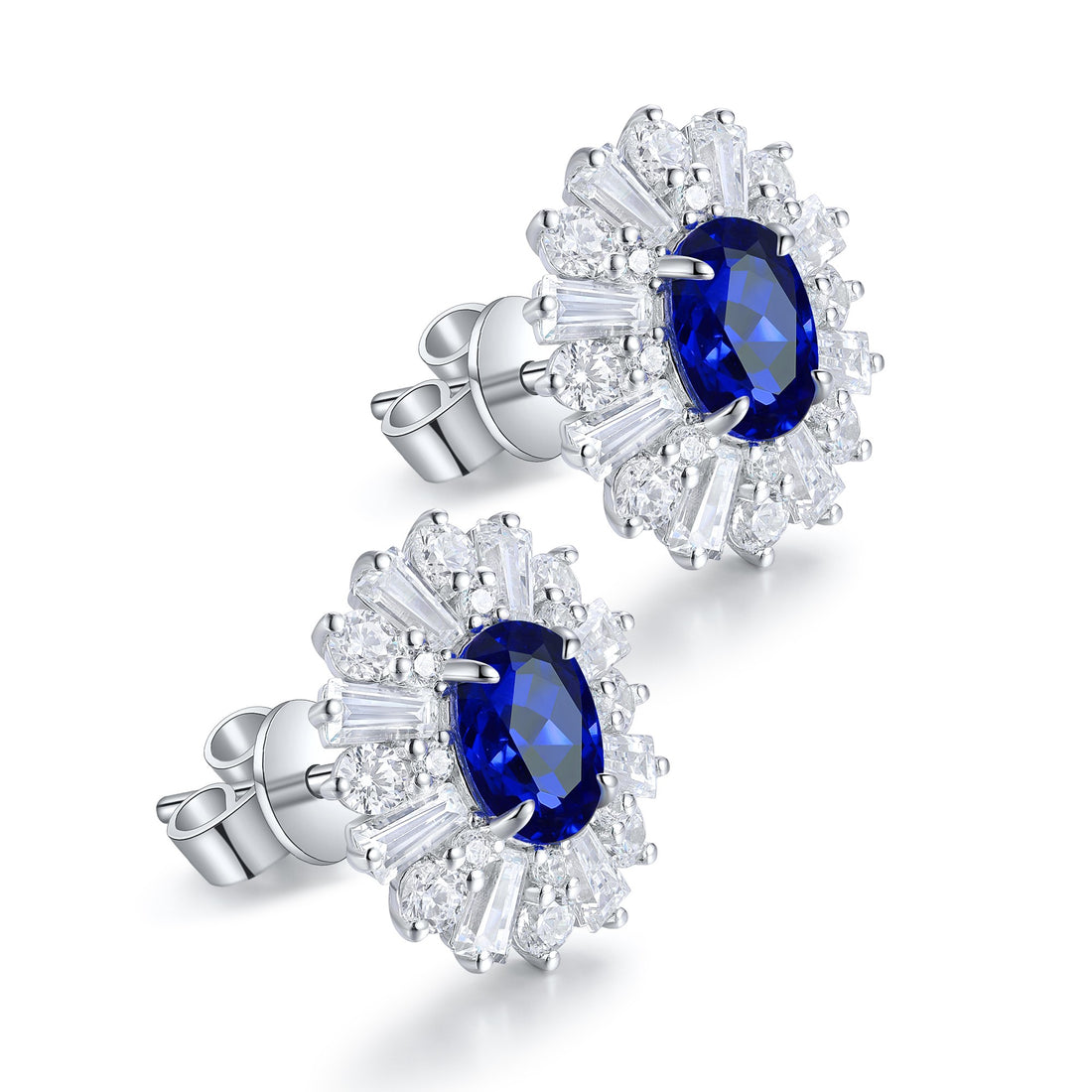 S925 Silver 2.36ct Lab Grown Blue Treasure Earnail JSABE404Y