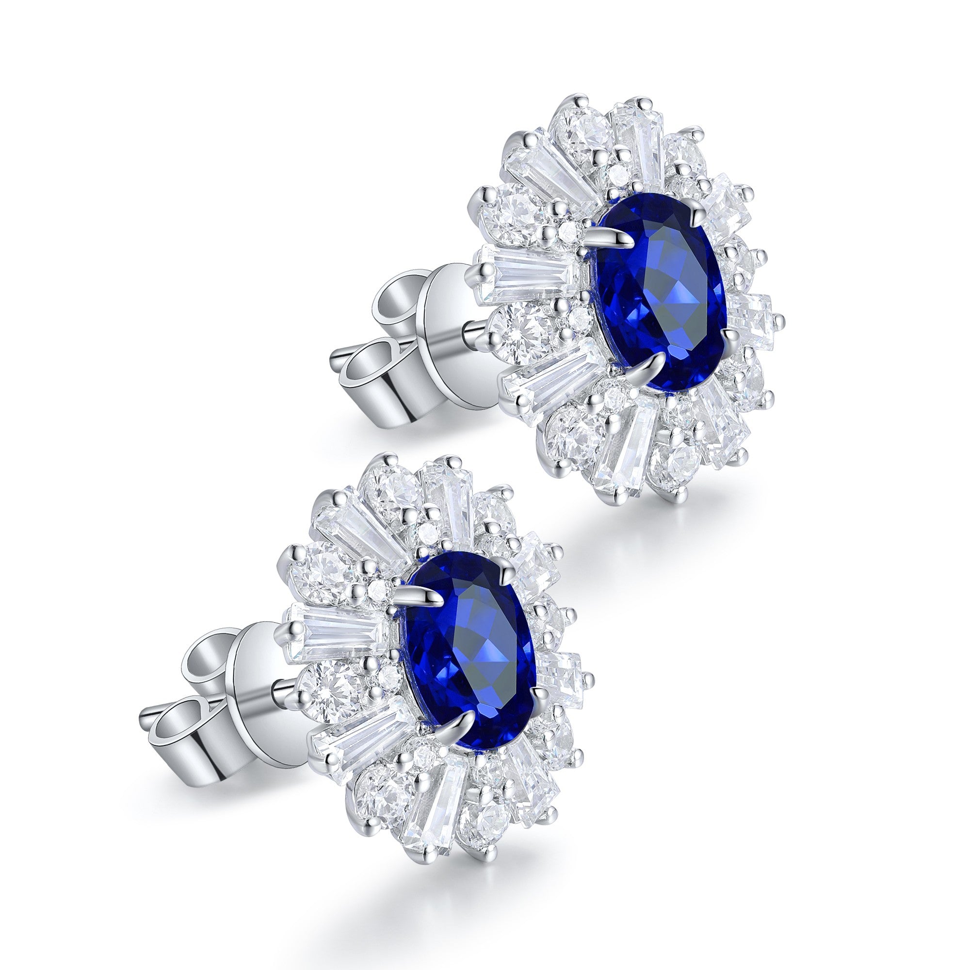S925 Silver 2.36ct Lab Grown Blue Treasure Earnail JSABE404Y