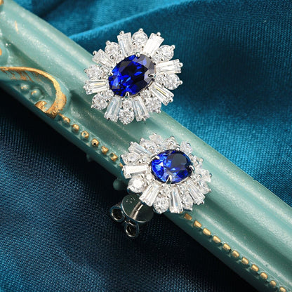 S925 Silver 2.36ct Lab Grown Blue Treasure Earnail JSABE404Y