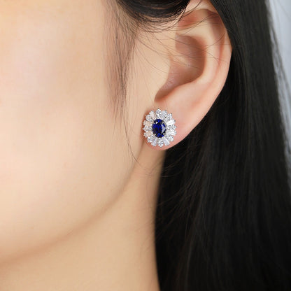 S925 Silver 2.36ct Lab Grown Blue Treasure Earnail JSABE404Y