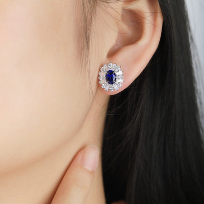 S925 Silver 2.36ct Lab Grown Blue Treasure Earnail JSABE404Y