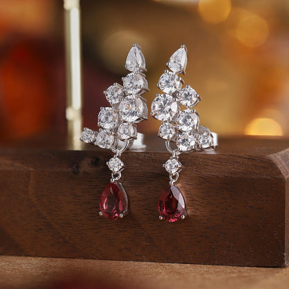 S925 Silver 1.995ct Natural Garnet Earrings W JE92135