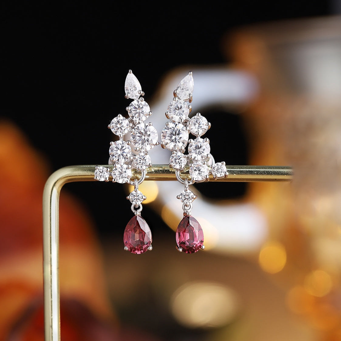 S925 Silver 1.995ct Natural Garnet Earrings W JE92135