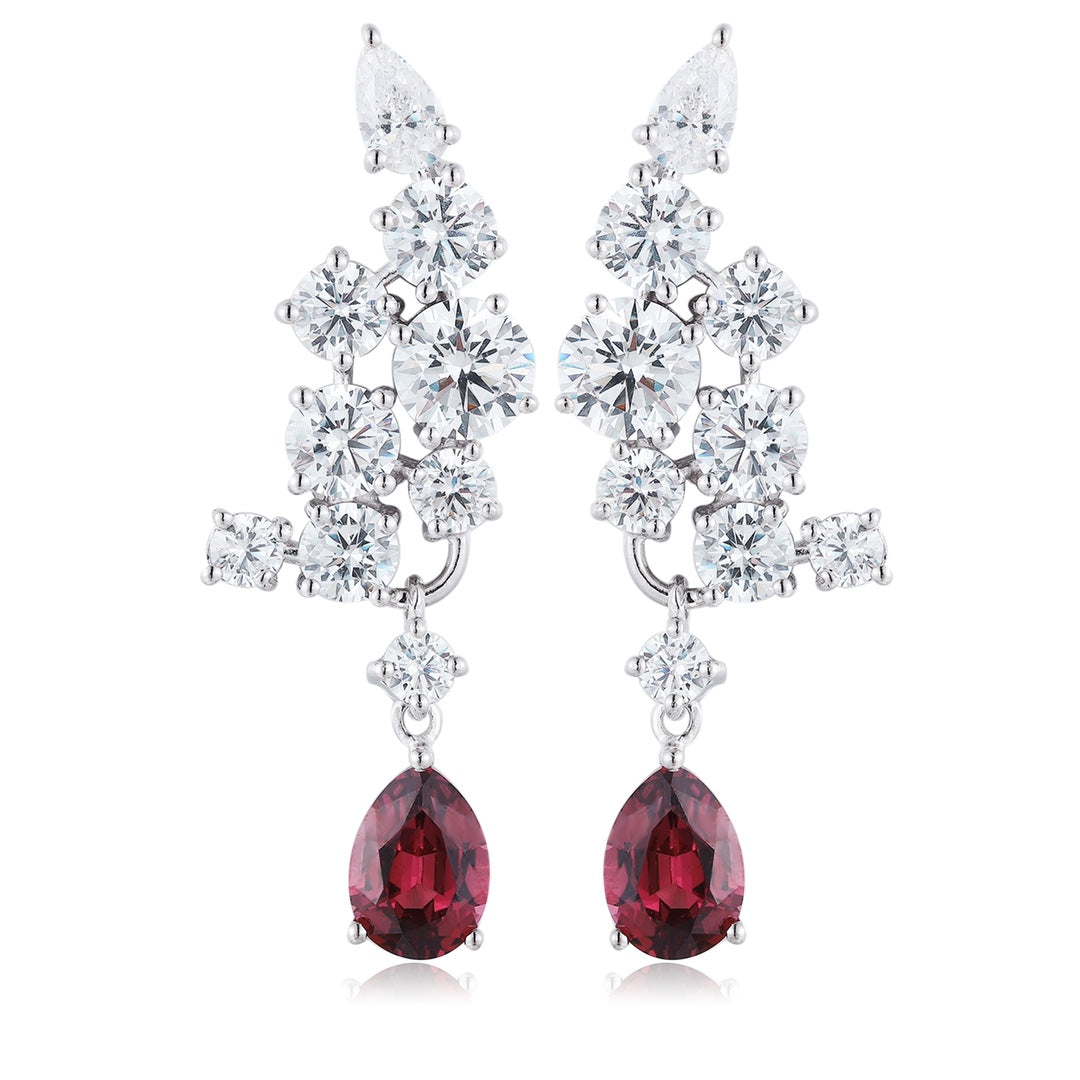 S925 Silver 1.995ct Natural Garnet Earrings W JE92135