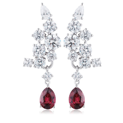S925 Silver 1.995ct Natural Garnet Earrings W JE92135