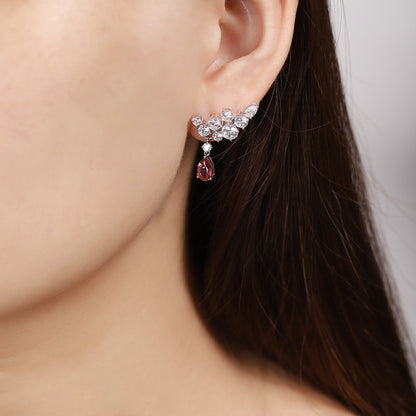 S925 Silver 1.995ct Natural Garnet Earrings W JE92135