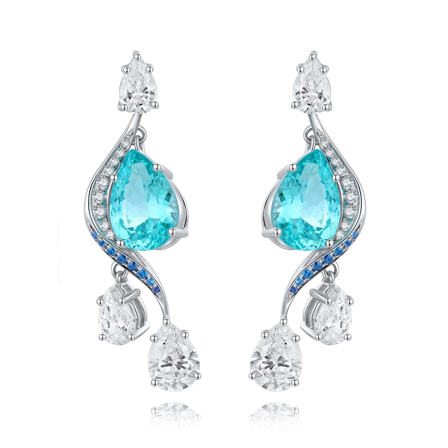 S925 Silver 7.17ct Lab Grown Paraiba Earrings W JE597Y