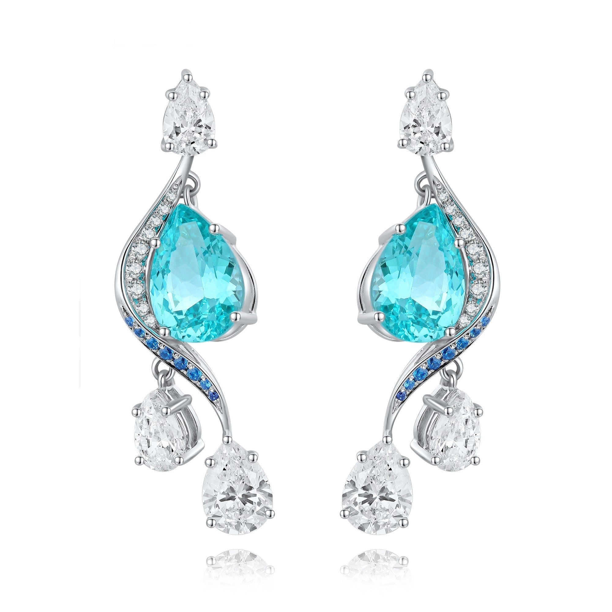 S925 Silver 7.17ct Lab Grown Paraiba Earrings W JE597Y