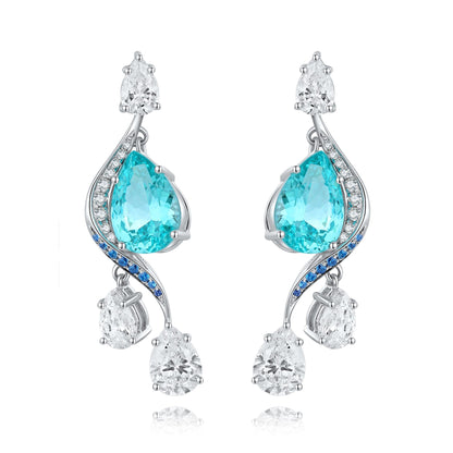 S925 Silver 7.17ct Lab Grown Paraiba Earrings W JE597Y