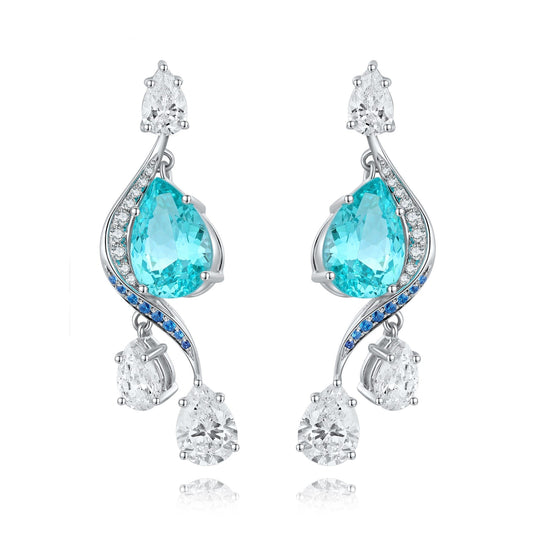 S925 Silver 7.17ct Lab Grown Paraiba Earrings W JE597Y
