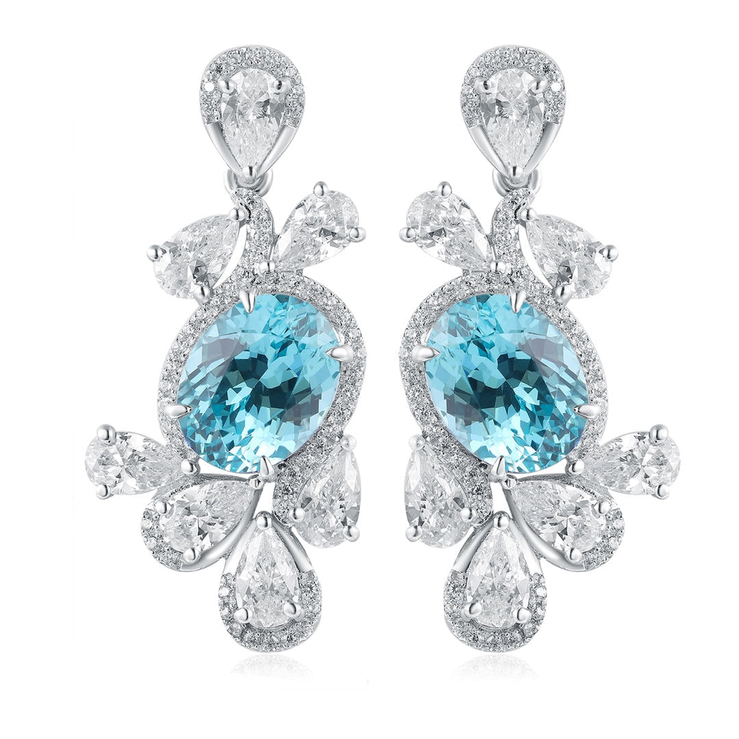 S925 Silver 6.85ct Lab Grown Paraiba Earnail W