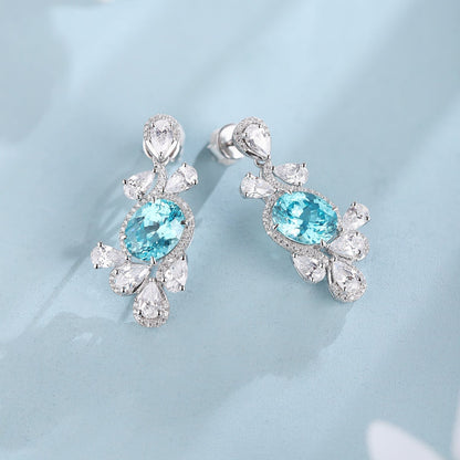 S925 Silver 6.85ct Lab Grown Paraiba Earnail W