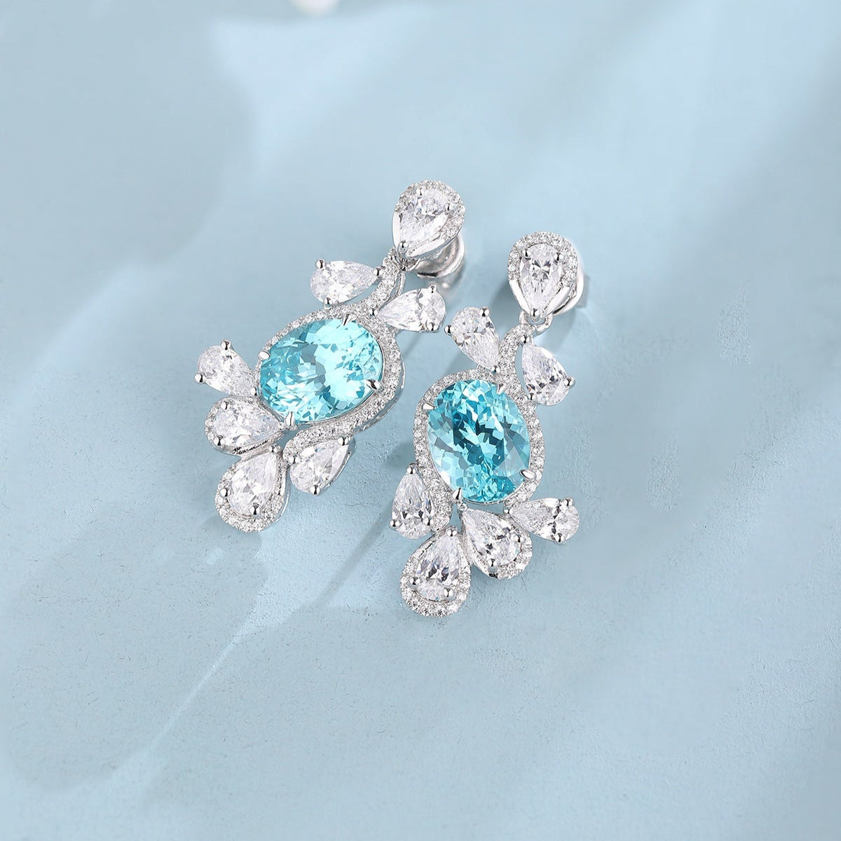 S925 Silver 6.85ct Lab Grown Paraiba Earnail W