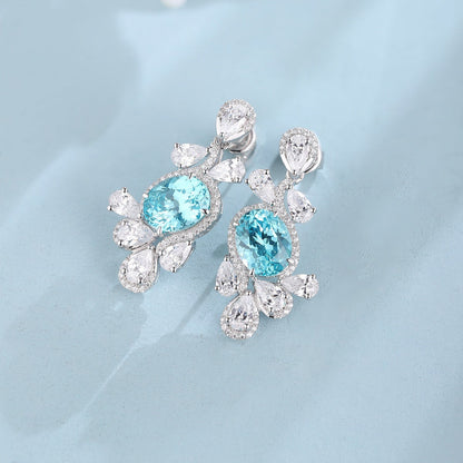 S925 Silver 6.85ct Lab Grown Paraiba Earnail W