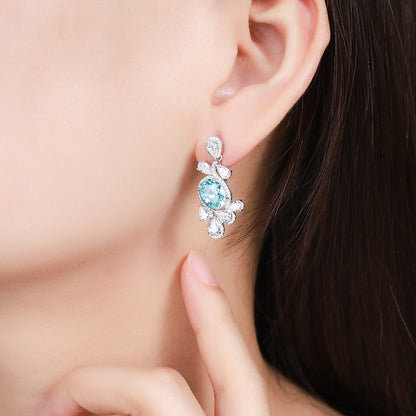 S925 Silver 6.85ct Lab Grown Paraiba Earnail W