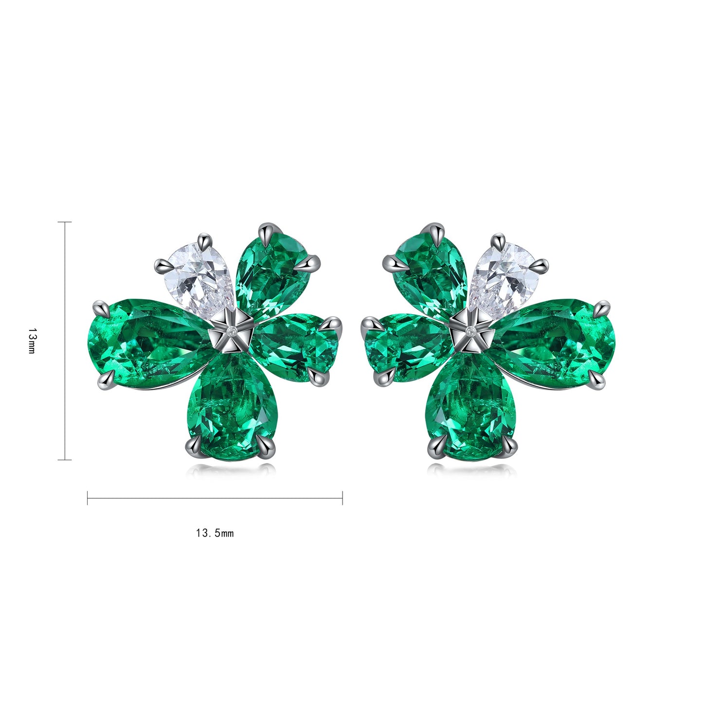 S925 Silver 4.1ct Lab Grown Emerald Earrings A JSEGE141Y