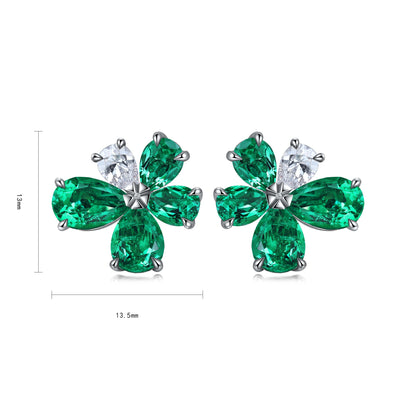 S925 Silver 4.1ct Lab Grown Emerald Earrings A JSEGE141Y