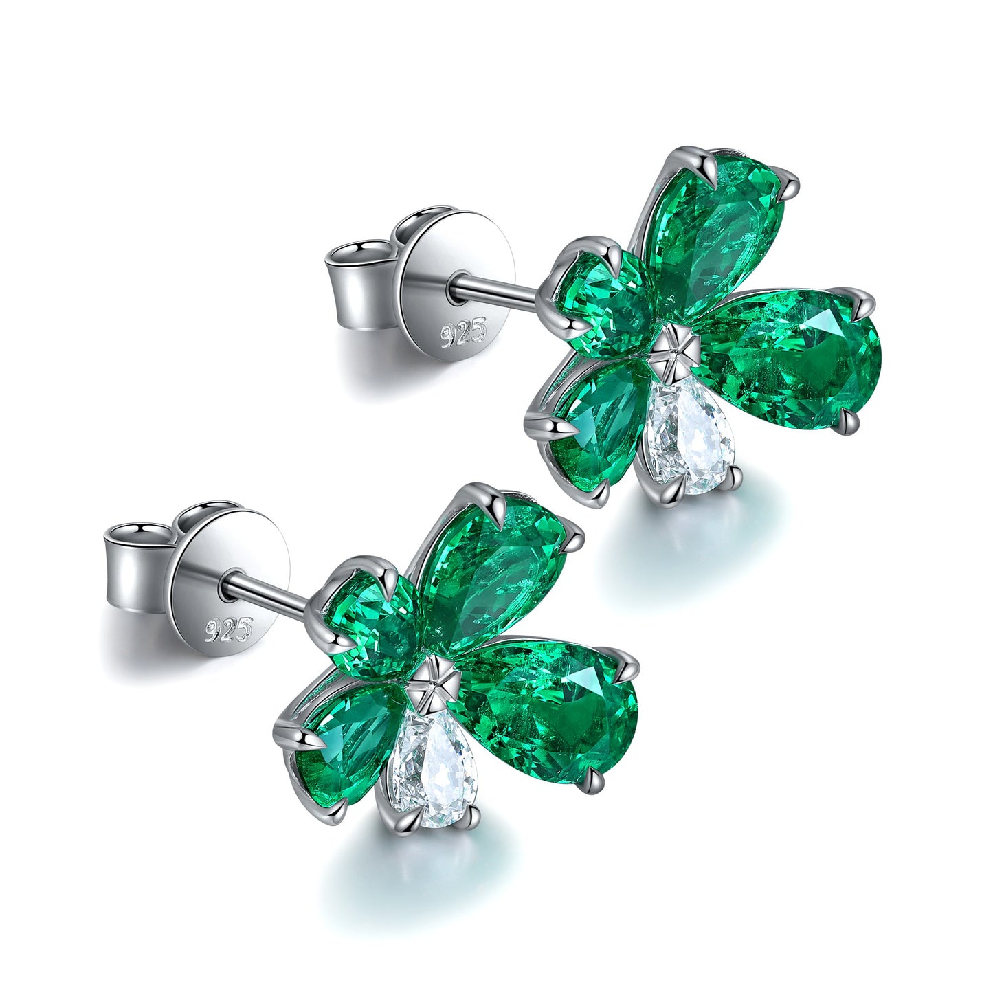 S925 Silver 4.1ct Lab Grown Emerald Earrings A JSEGE141Y