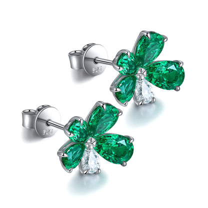 S925 Silver 4.1ct Lab Grown Emerald Earrings A JSEGE141Y