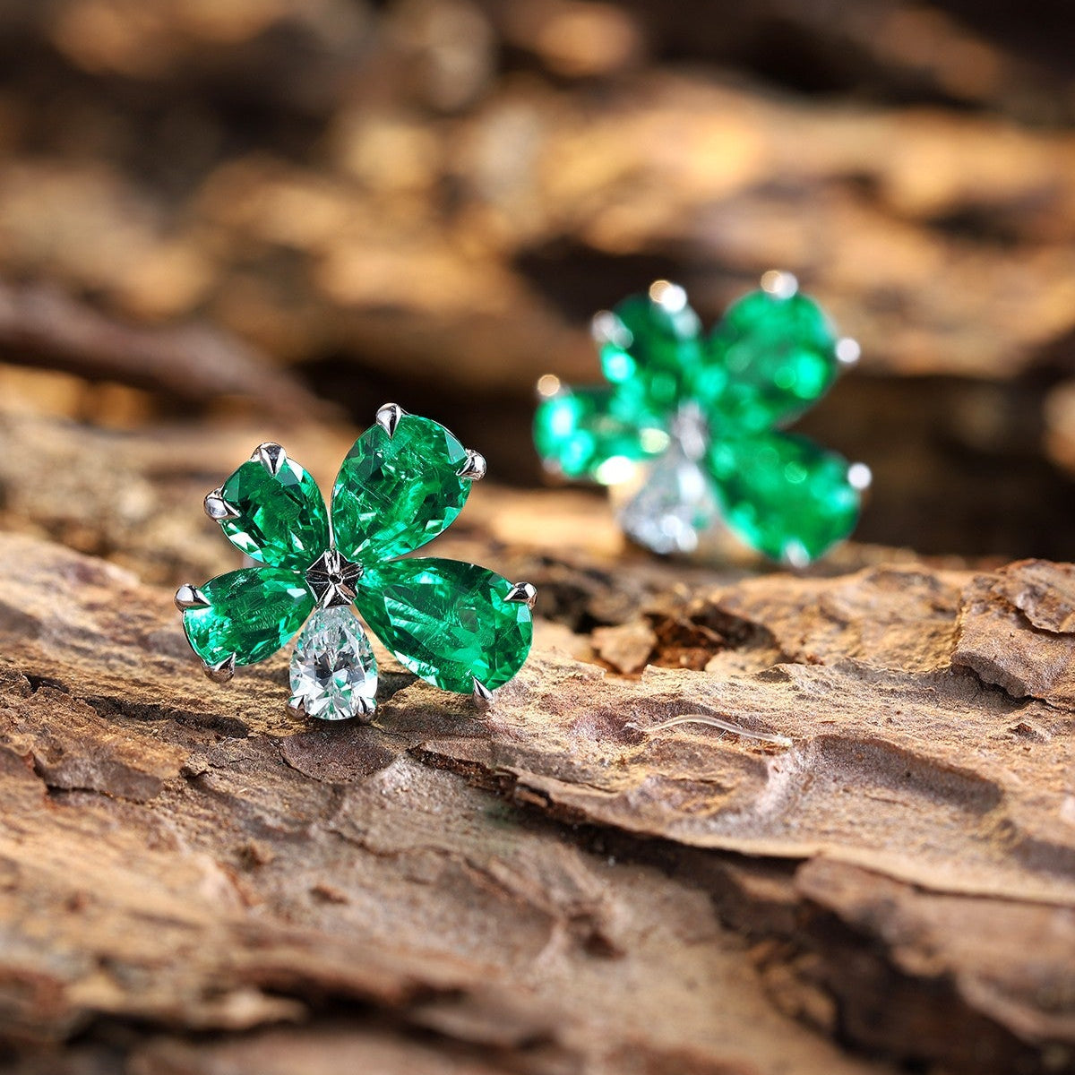 S925 Silver 4.1ct Lab Grown Emerald Earrings A JSEGE141Y