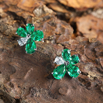 S925 Silver 4.1ct Lab Grown Emerald Earrings A JSEGE141Y