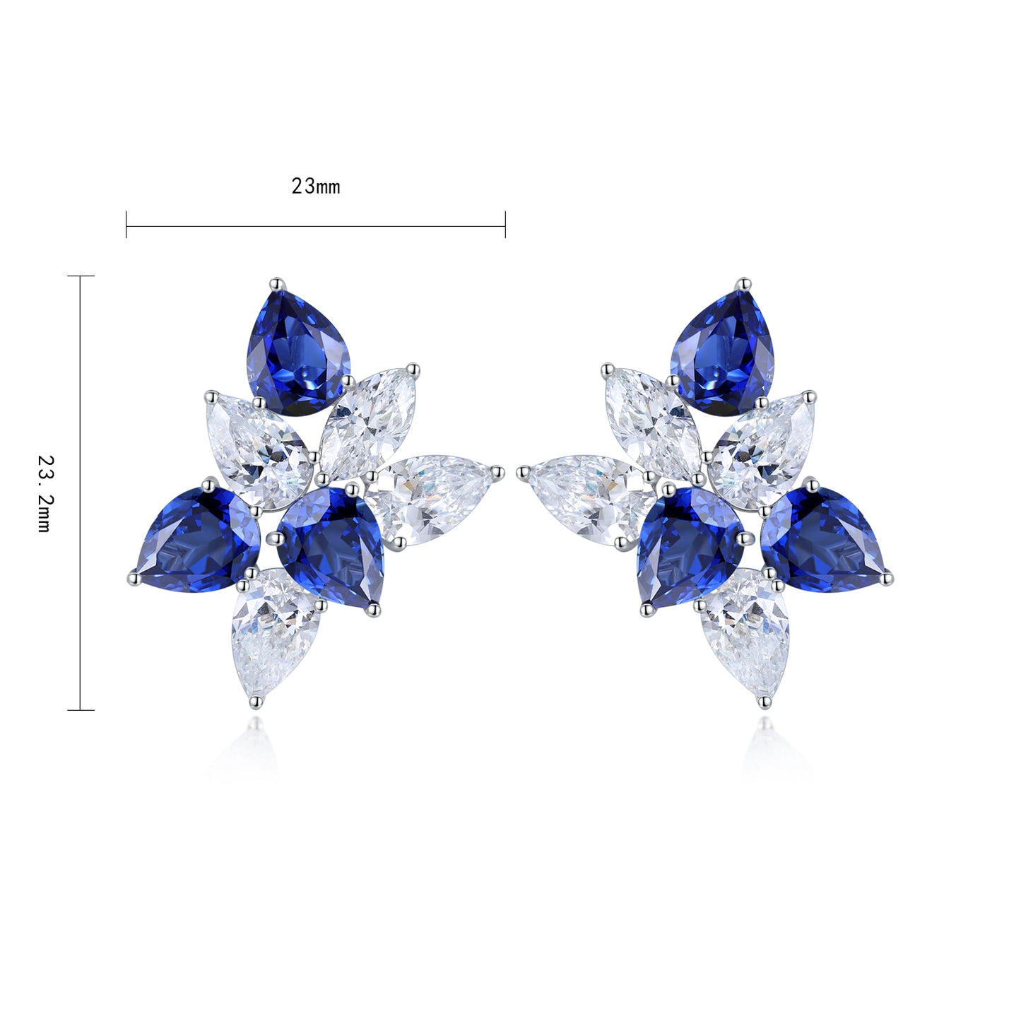 S925 Silver 8.454ct Lab Grown Blue Treasure Earnail A JSABE064Y