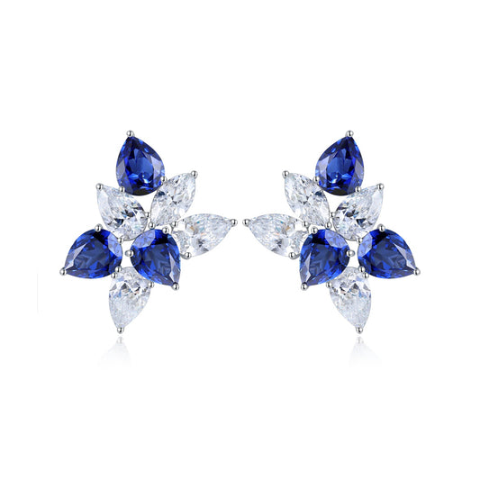 S925 Silver 8.454ct Lab Grown Blue Treasure Earnail A JSABE064Y