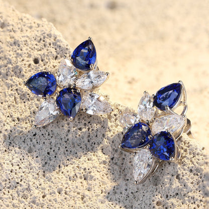 S925 Silver 8.454ct Lab Grown Blue Treasure Earnail A JSABE064Y