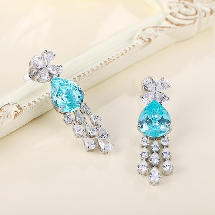 S925 Silver 15.16ct Lab Grown Paraiba Earring A JE400Y