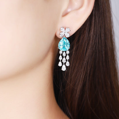S925 Silver 15.16ct Lab Grown Paraiba Earring A JE400Y