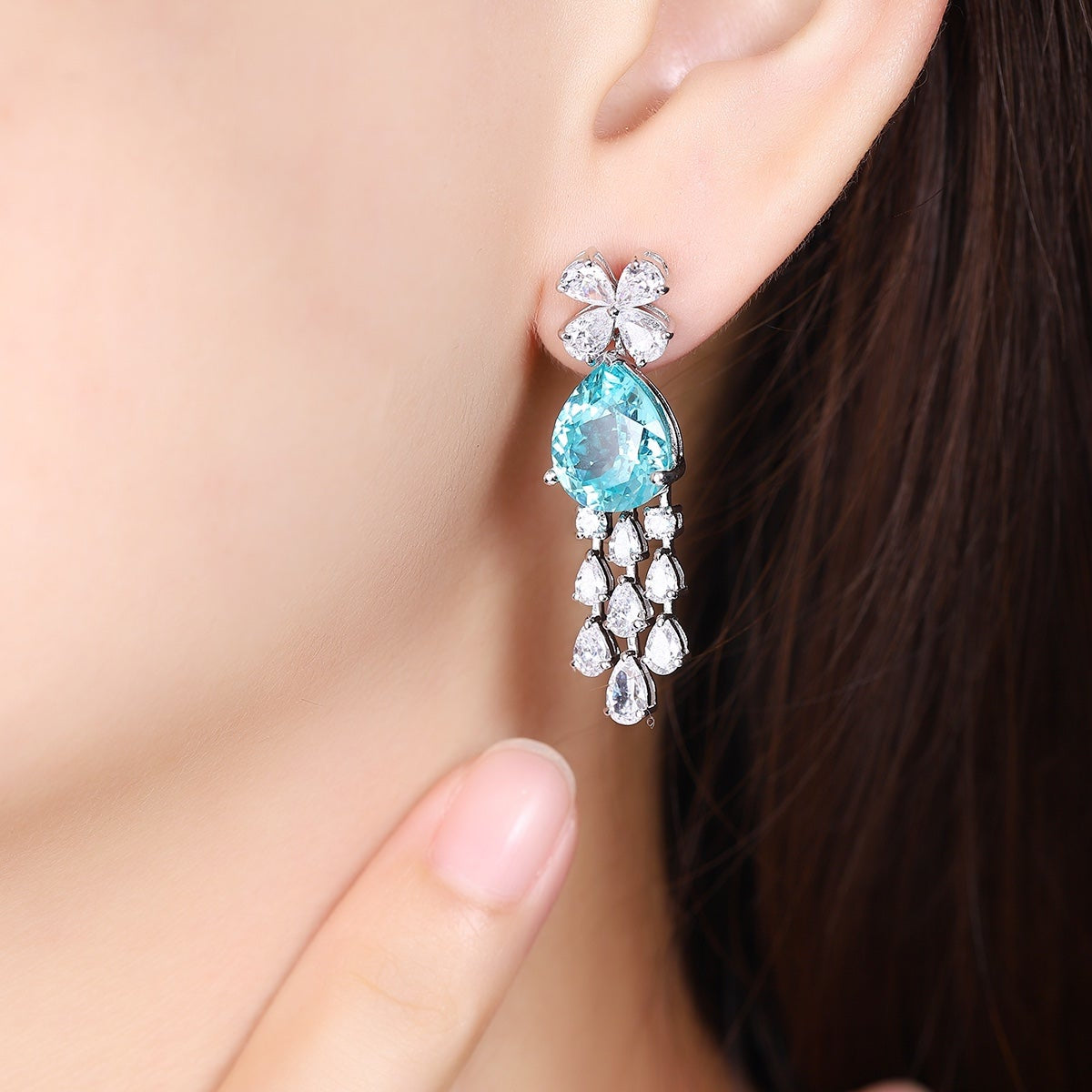 S925 Silver 15.16ct Lab Grown Paraiba Earring A JE400Y
