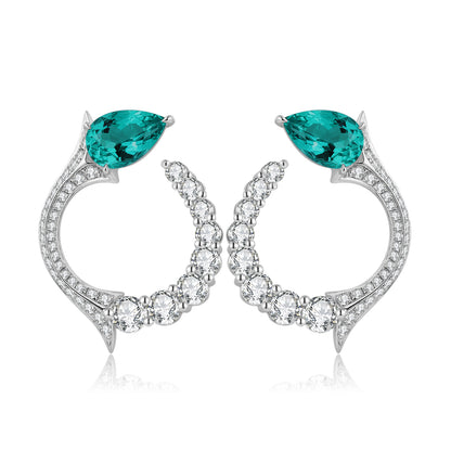 S925 Silver 3.18ct Lab Grown Emerald Earrings A JSEGE581Y