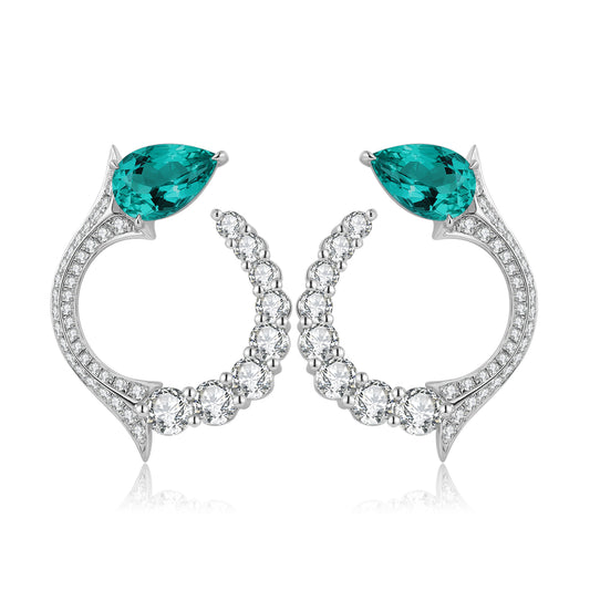 S925 Silver 3.18ct Lab Grown Emerald Earrings A JSEGE581Y