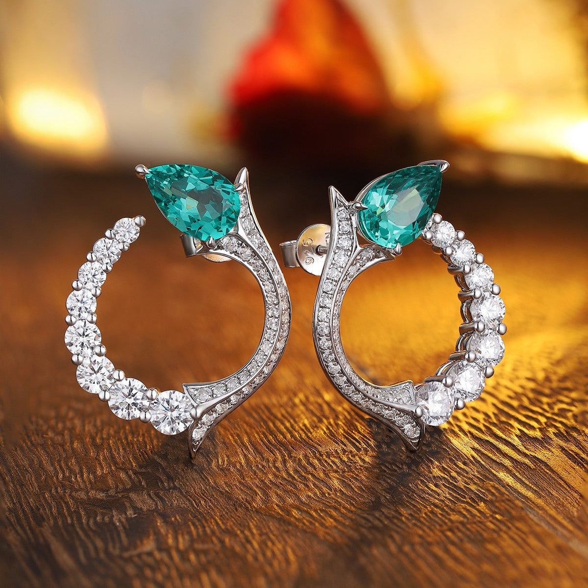 S925 Silver 3.18ct Lab Grown Emerald Earrings A JSEGE581Y