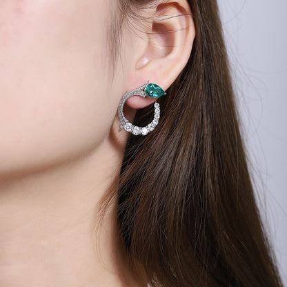 S925 Silver 3.18ct Lab Grown Emerald Earrings A JSEGE581Y
