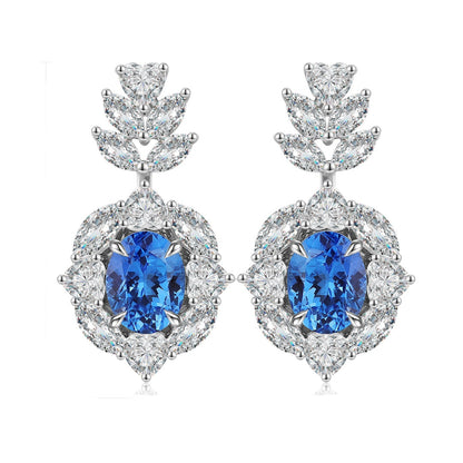 S925 Silver 4.74ct Lab Grown Cobalt Pointed Crystal Earrings A JE526Y