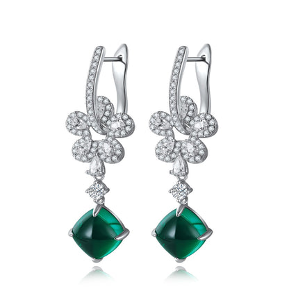 S925 Silver 7.24ct Lab Grown Emerald Earrings A JSEGE385Y