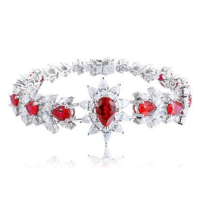 S925 Silver 8.35ct Lab Grown Red Treasure Bracelet W JRURL132Y