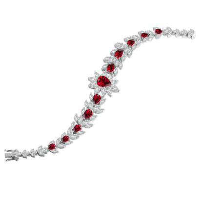S925 Silver 8.35ct Lab Grown Red Treasure Bracelet W JRURL132Y