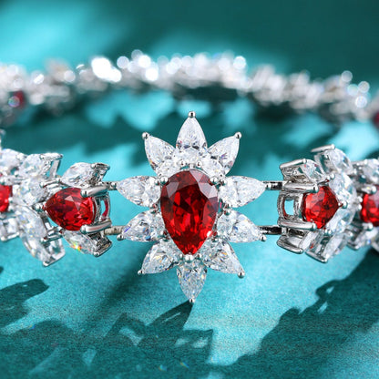 S925 Silver 8.35ct Lab Grown Red Treasure Bracelet W JRURL132Y