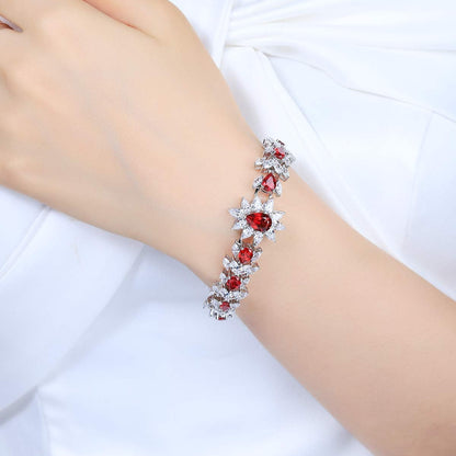 S925 Silver 8.35ct Lab Grown Red Treasure Bracelet W JRURL132Y