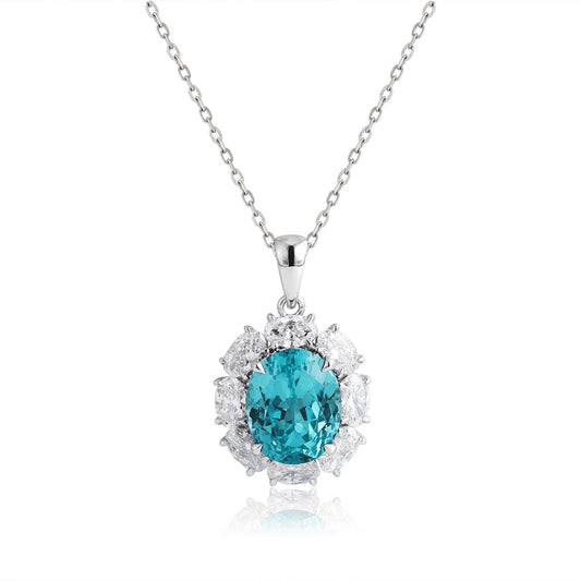 PT950 1.469ct Lab Grown Diamond & 7.44ct Lab Grown Paraiba Pendant (without chain)