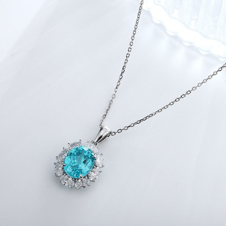 PT950 1.469ct Lab Grown Diamond & 7.44ct Lab Grown Paraiba Pendant (without chain)