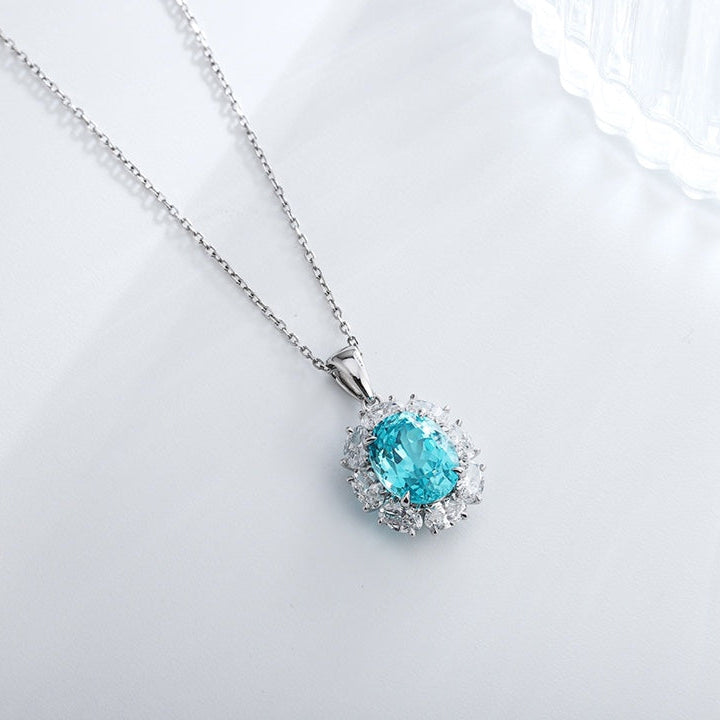PT950 1.469ct Lab Grown Diamond & 7.44ct Lab Grown Paraiba Pendant (without chain)