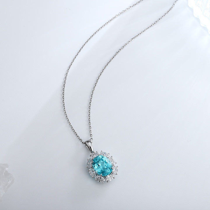 PT950 1.469ct Lab Grown Diamond & 7.44ct Lab Grown Paraiba Pendant (without chain)