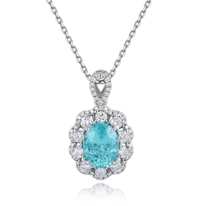 PT950 3.21ct Lab Grown Paraiba Pendant (without chain)