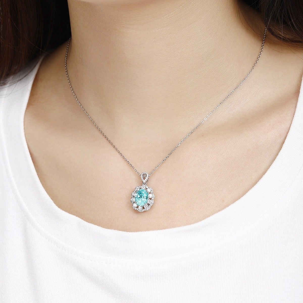 PT950 3.21ct Lab Grown Paraiba Pendant (without chain)