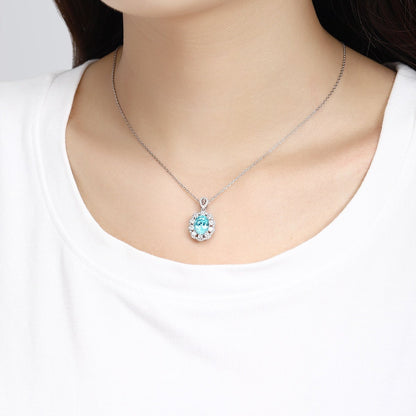 PT950 3.21ct Lab Grown Paraiba Pendant (without chain)