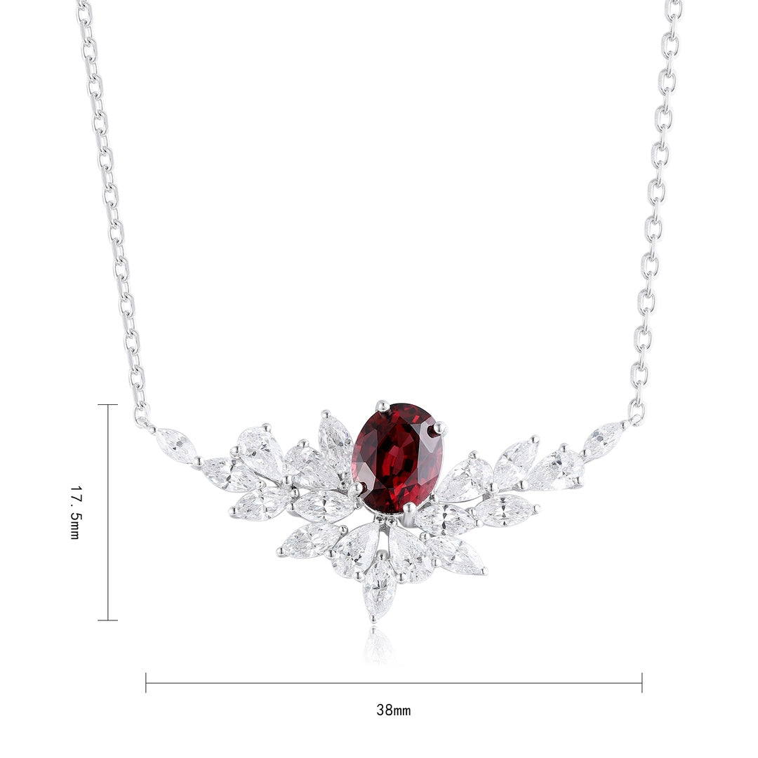 S925 Silver 2.3ct Natural Garnet Necklace A JN021Y