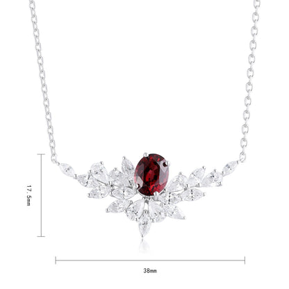 S925 Silver 2.3ct Natural Garnet Necklace A JN021Y